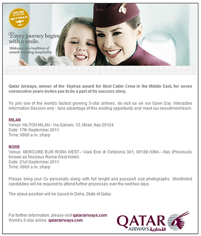 Annuncio creativo Qatar Airways