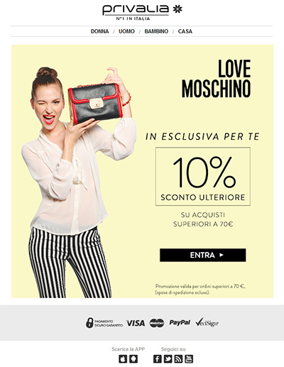 Portfolio Direct Email marketing categoria Moda e Accessori, Direct Email  Marketing Design, Marketing Creativo, Comunicazione brand Moda e Accessori.